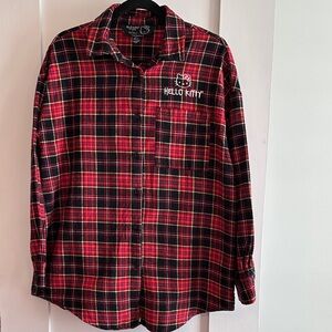 Forever 21 Hello Kitty Black and Red Plaid Shirt size M